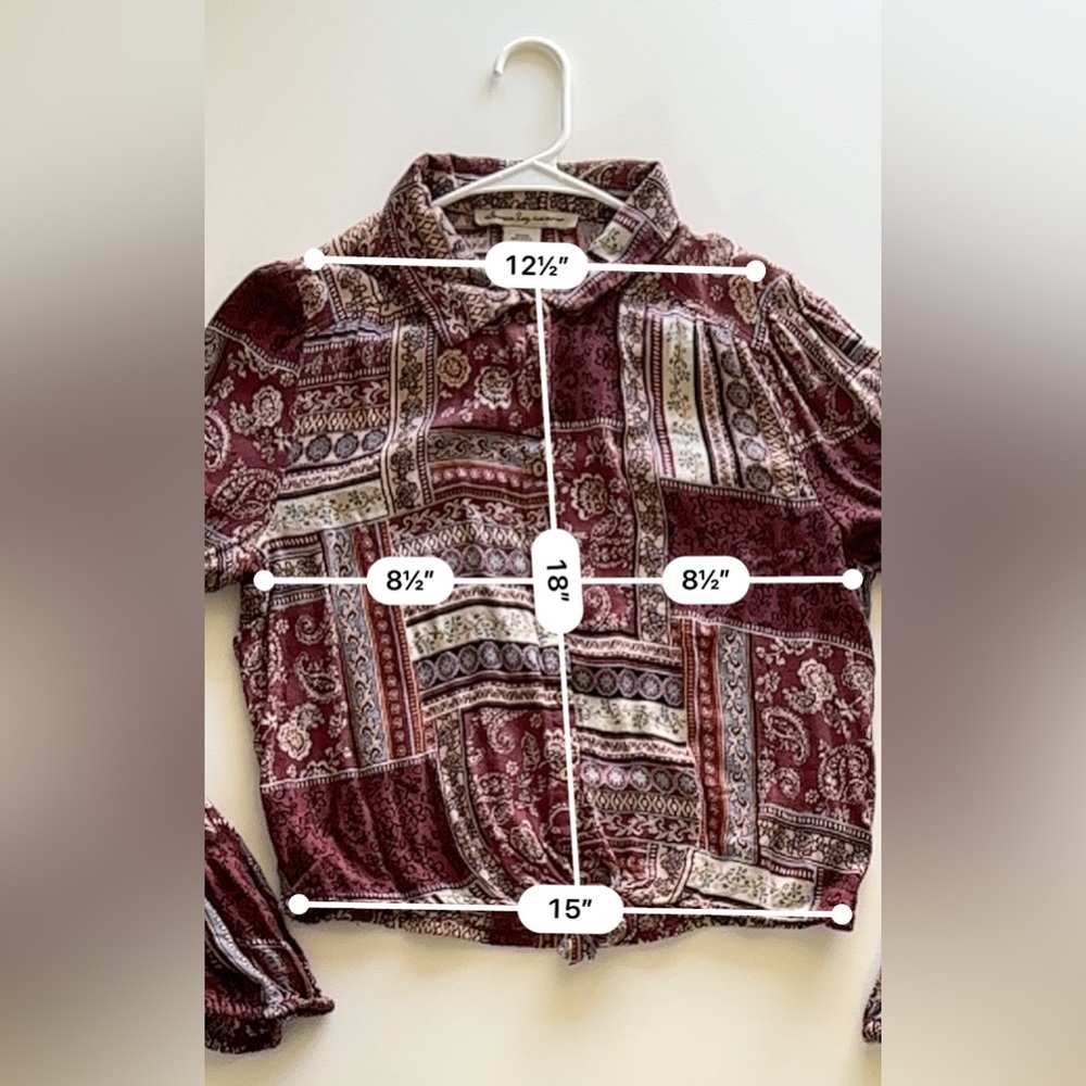 AMERICAN RAG Womens Red Printed Long Sleeve Collared Button Up Top Large - Picture 3 of 8